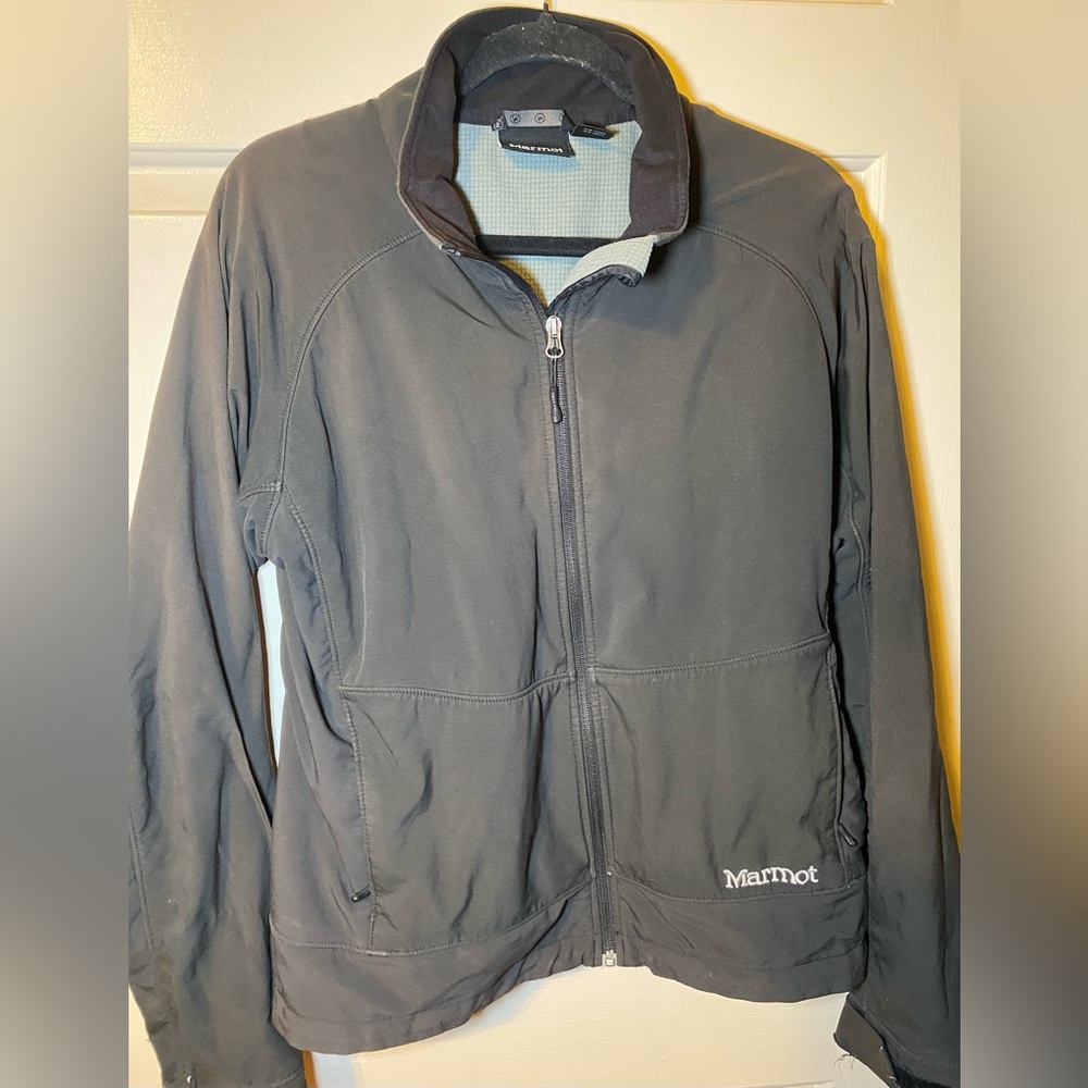 Marmot Dark Grey Full Zip Windbreaker Soft Shell Hiking Outdoor Jacket, XL‎